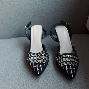 Elegant Black and Silver Women's Heels
